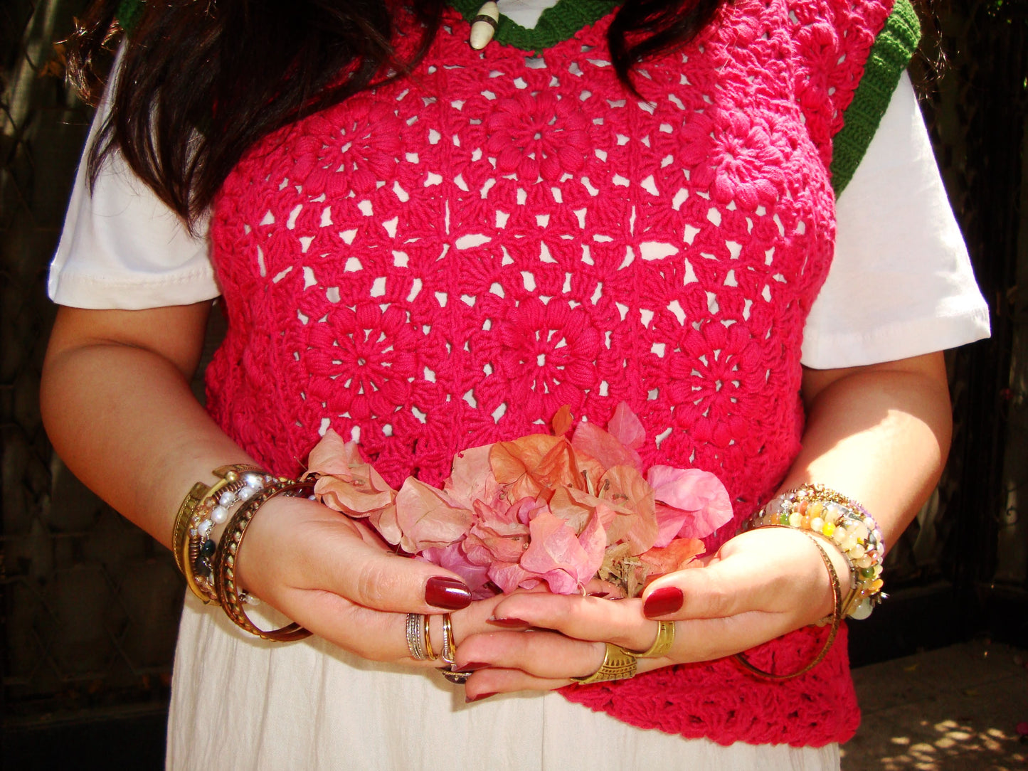 Loud Pink & Green Lace Vest