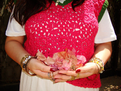 Loud Pink & Green Lace Vest