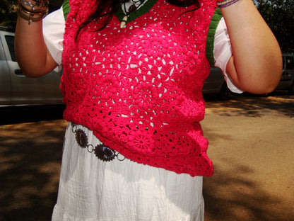 Loud Pink & Green Lace Vest